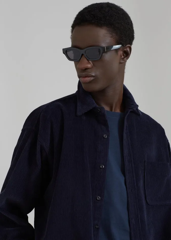 The Frankie Shop Camden Corduroy Shirt 8211 Navy Men Tops