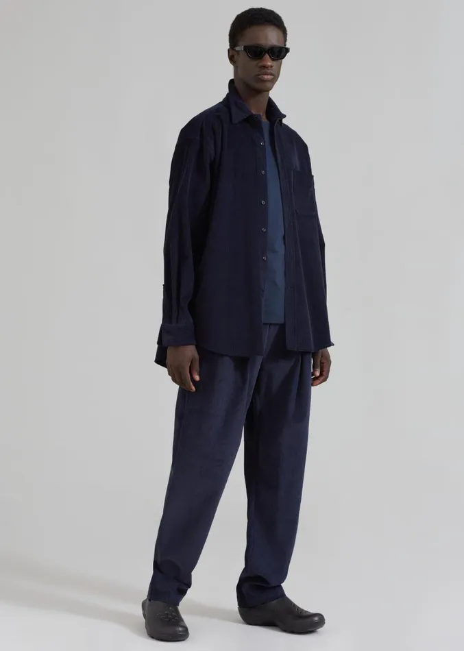 The Frankie Shop Camden Corduroy Shirt 8211 Navy Men Tops