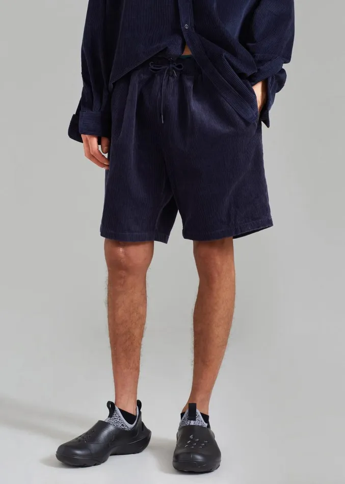 The Frankie Shop Camden Corduroy Shorts 8211 Navy Men Clothing