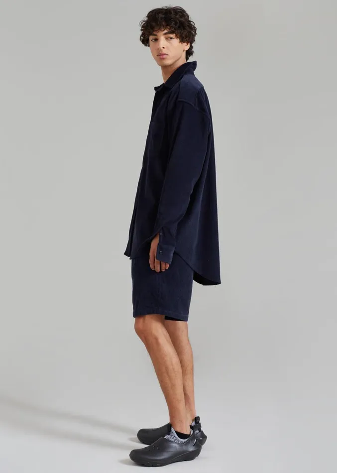 The Frankie Shop Camden Corduroy Shorts 8211 Navy Men Clothing