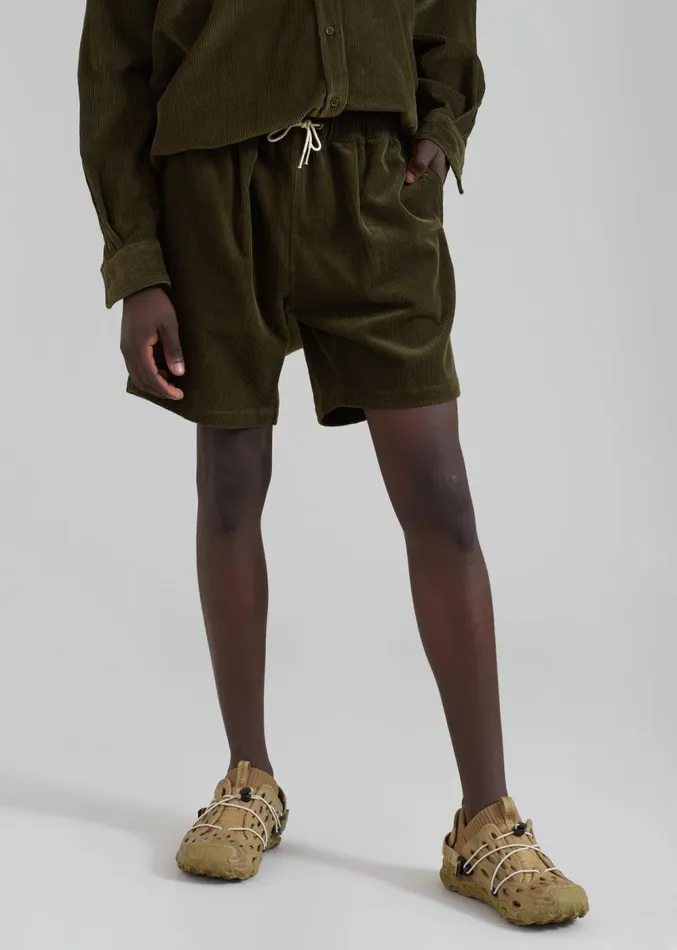 The Frankie Shop Camden Corduroy Shorts 8211 Olive Men Clothing