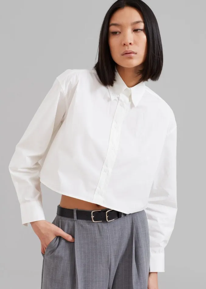 The Frankie Shop Caracas Cropped Shirt 8211 White Women Clothing