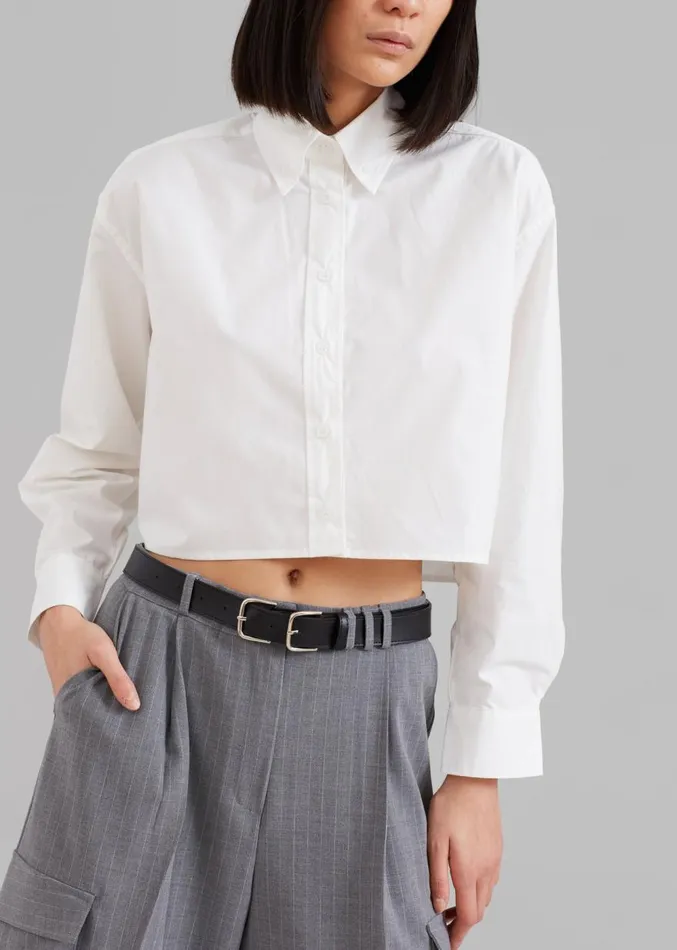 The Frankie Shop Caracas Cropped Shirt 8211 White Women Clothing