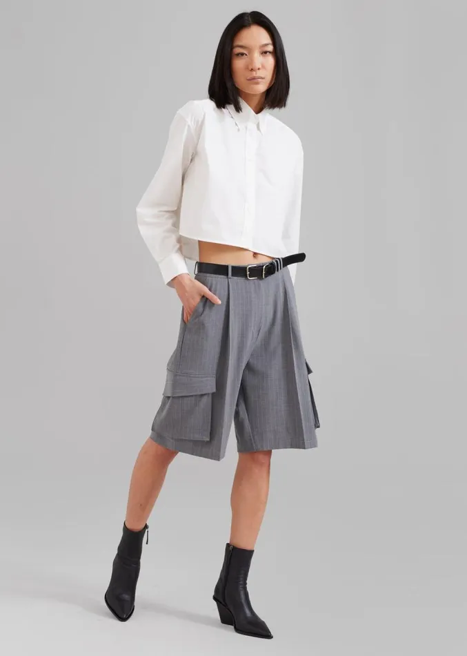 The Frankie Shop Caracas Cropped Shirt 8211 White Women Clothing