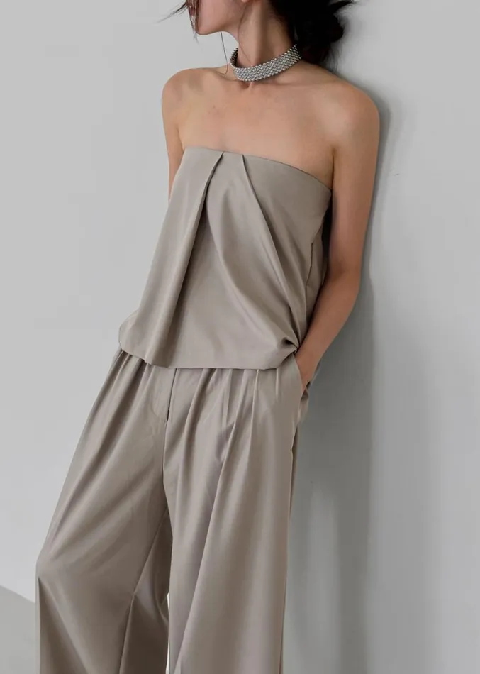 The Frankie Shop Catalina Pleated Trousers 8211 Grey Women Clothing