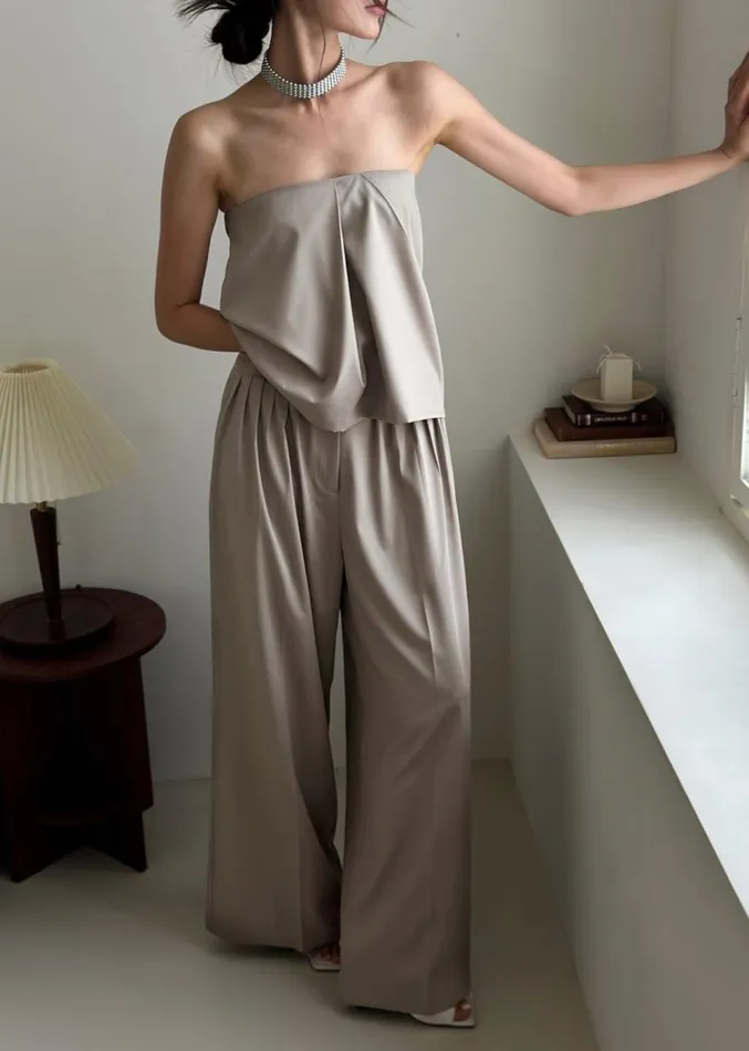 The Frankie Shop Catalina Pleated Trousers 8211 Grey Women Clothing