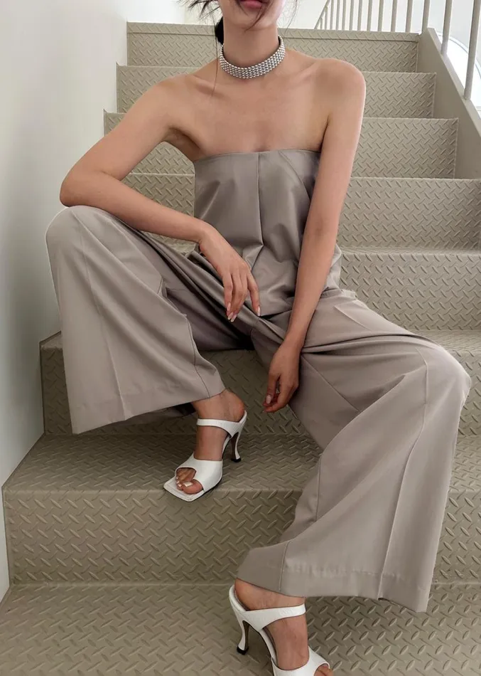 The Frankie Shop Catalina Pleated Trousers 8211 Grey Women Clothing