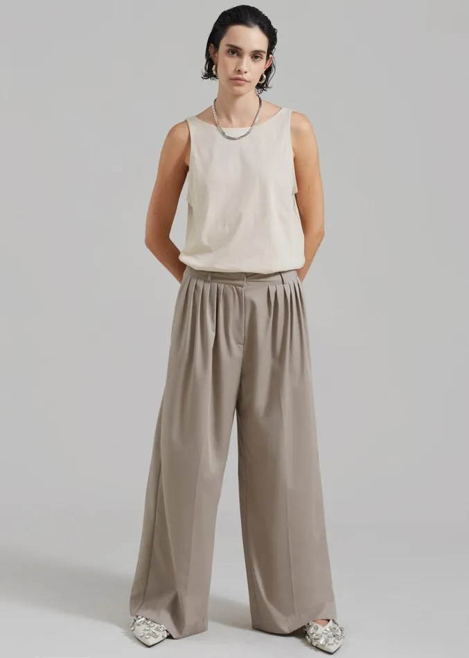The Frankie Shop Catalina Pleated Trousers 8211 Grey Women Clothing