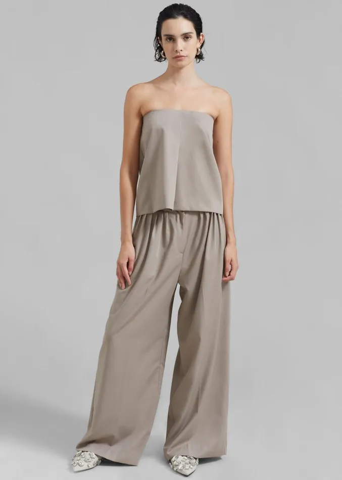 The Frankie Shop Catalina Pleated Trousers 8211 Grey Women Clothing