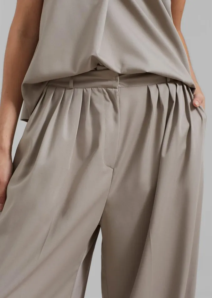 The Frankie Shop Catalina Pleated Trousers 8211 Grey Women Clothing