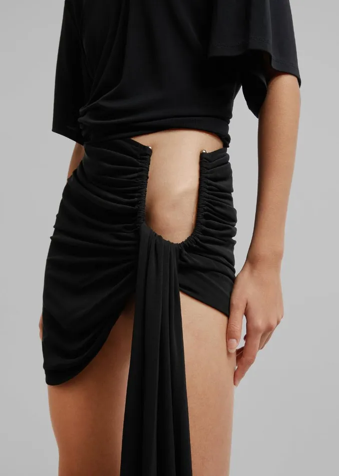 The Frankie Shop Christopher Esber Arced Palm Micro Skirt 8211 Black Women Clothing