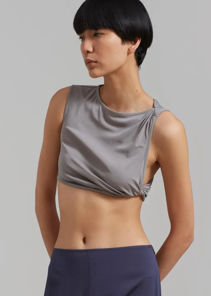 The Frankie Shop Christopher Esber Gesine Twisted Crop 8211 Concrete Women Clothing