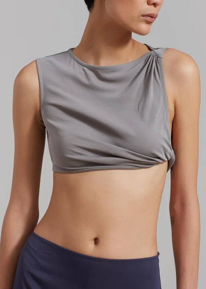 The Frankie Shop Christopher Esber Gesine Twisted Crop 8211 Concrete Women Clothing