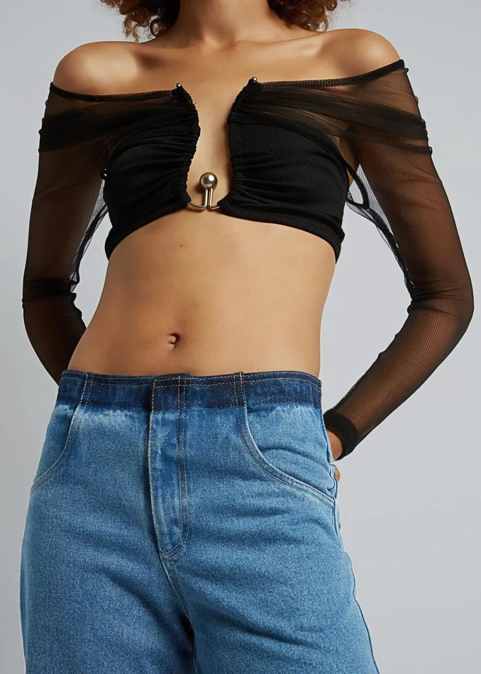The Frankie Shop Christopher Esber Polar Orbit Shawl Crop 8211 Black Women Tops