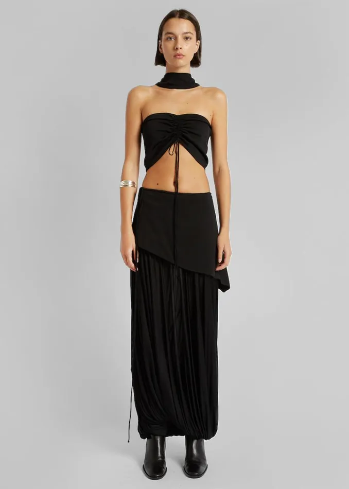 The Frankie Shop Christopher Esber Reversed Halter Ruched Crop Top 8211 Black Women Clothing The Frankie Shop Christopher Esber Reversed Halter Ruched Crop Top 8211 Black Women Clothing