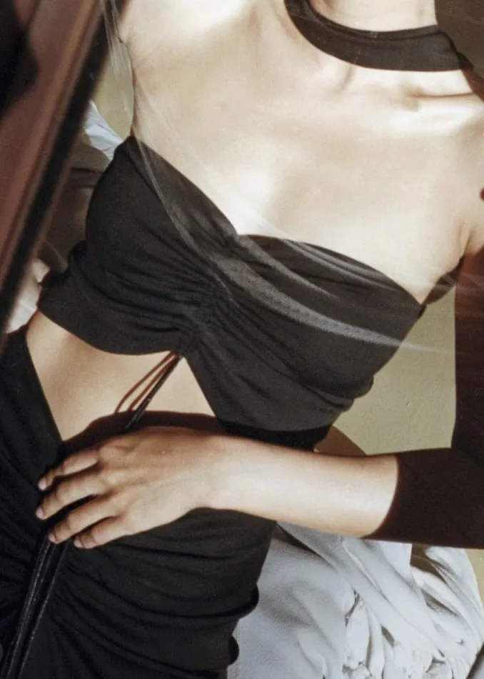 The Frankie Shop Christopher Esber Reversed Halter Ruched Crop Top 8211 Black Women Clothing