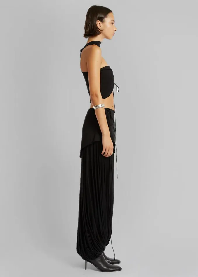 The Frankie Shop Christopher Esber Reversed Halter Ruched Crop Top 8211 Black Women Clothing
