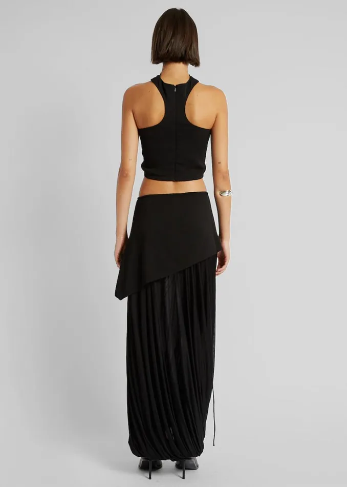 The Frankie Shop Christopher Esber Reversed Halter Ruched Crop Top 8211 Black Women Clothing