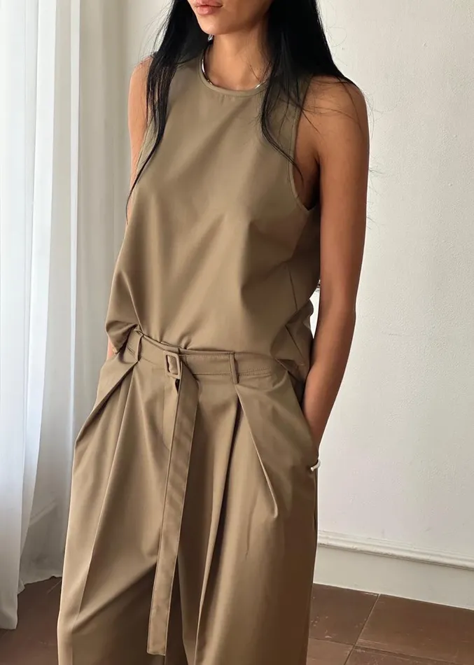 The Frankie Shop Clay Belted Pants 8211 Desert Taupe Women Clothing