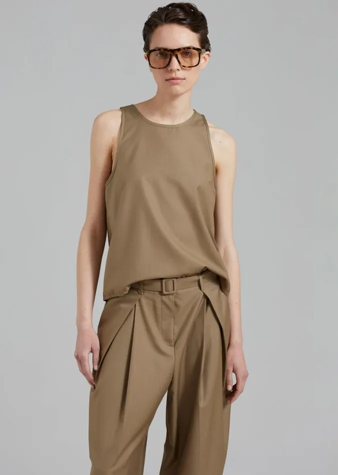 The Frankie Shop Clay Belted Pants 8211 Desert Taupe Women Clothing