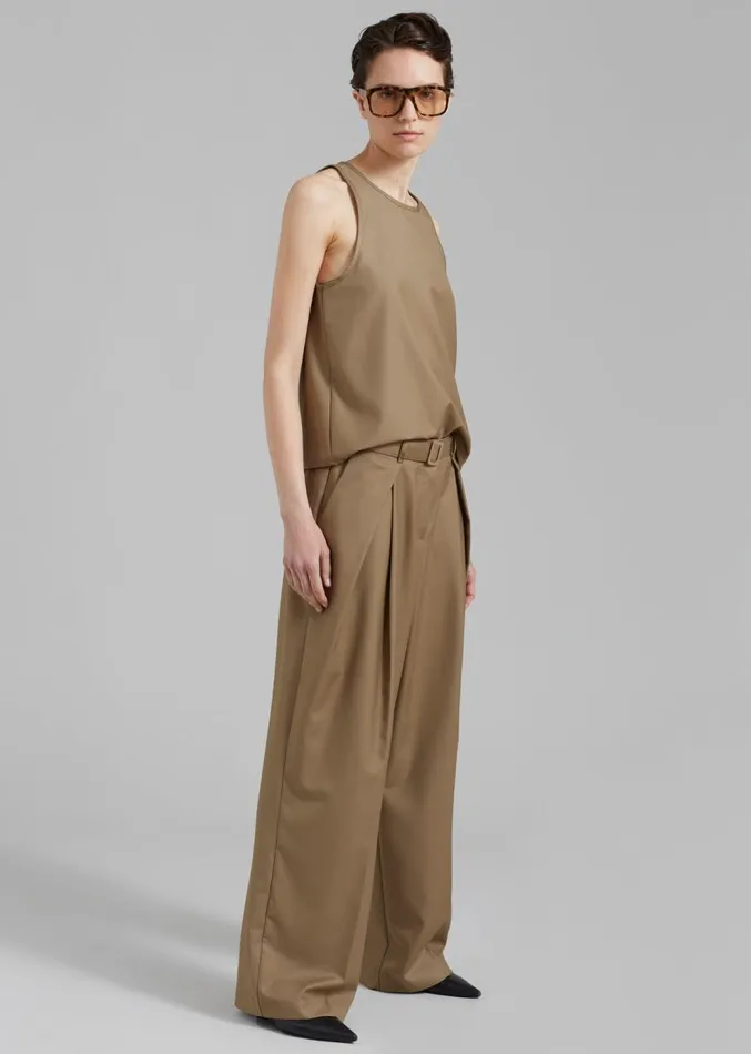 The Frankie Shop Clay Belted Pants 8211 Desert Taupe Women Clothing