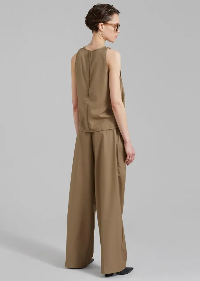 The Frankie Shop Clay Belted Pants 8211 Desert Taupe Women Clothing