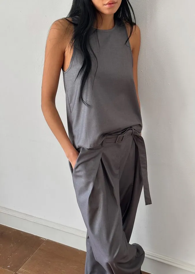 The Frankie Shop Clay Sleeveless Top 8211 Grey Women Clothing