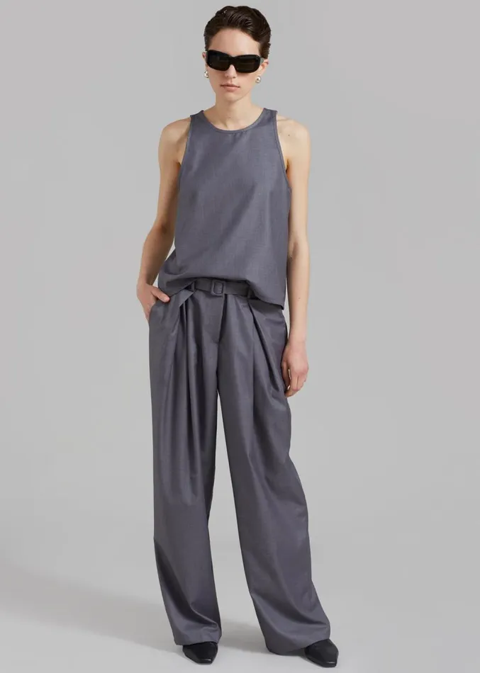 The Frankie Shop Clay Sleeveless Top 8211 Grey Women Clothing