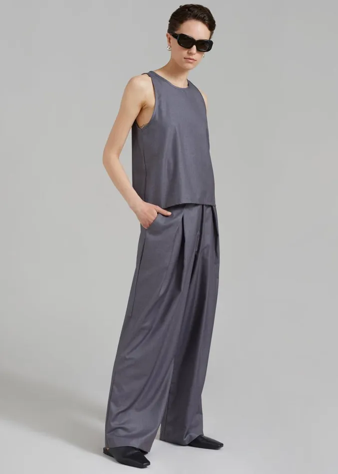 The Frankie Shop Clay Sleeveless Top 8211 Grey Women Clothing