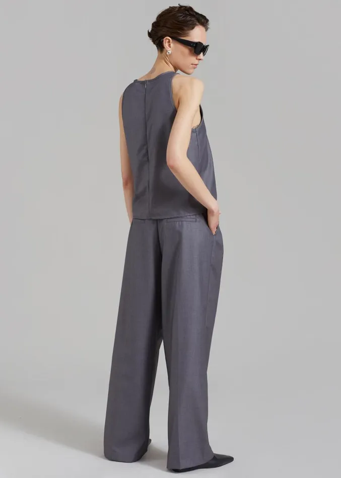 The Frankie Shop Clay Sleeveless Top 8211 Grey Women Clothing
