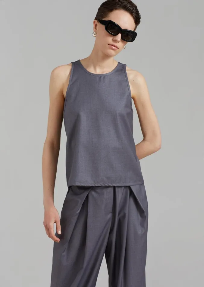 The Frankie Shop Clay Sleeveless Top 8211 Grey Women Clothing