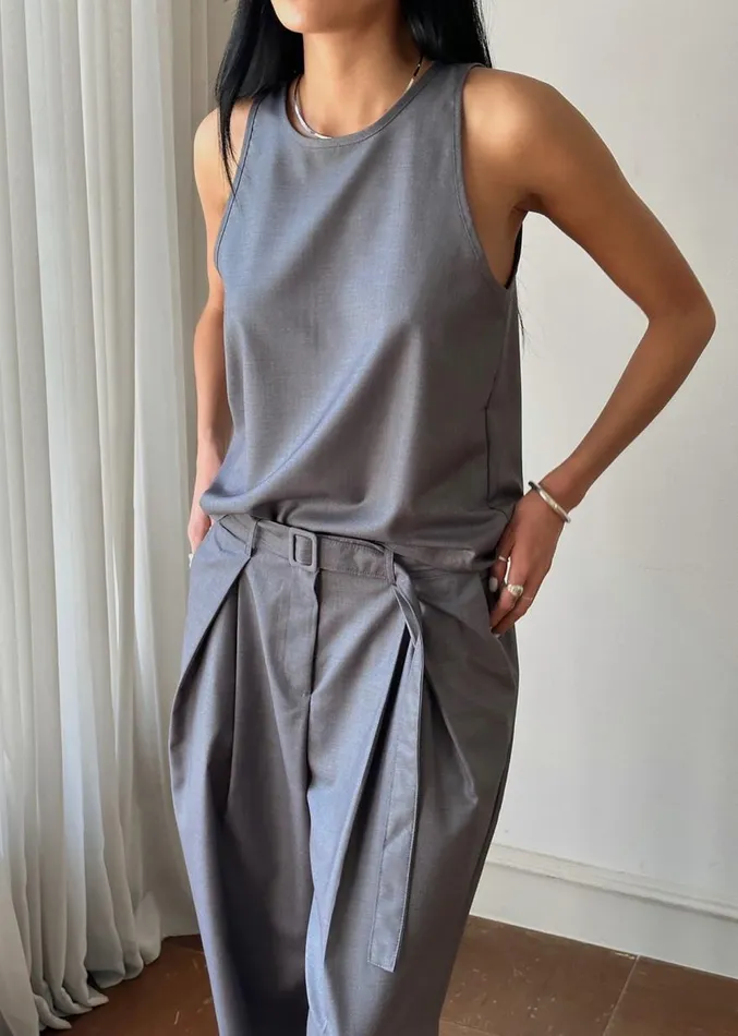 The Frankie Shop Clay Sleeveless Top 8211 Grey Women Clothing