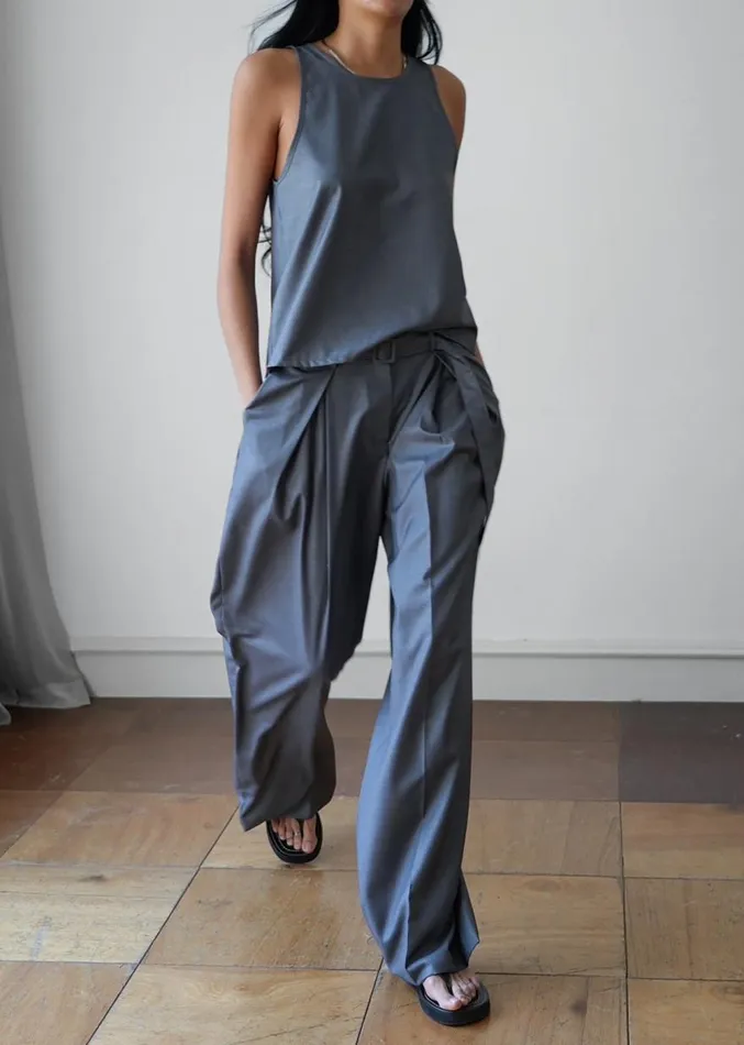 The Frankie Shop Clay Sleeveless Top 8211 Grey Women Clothing