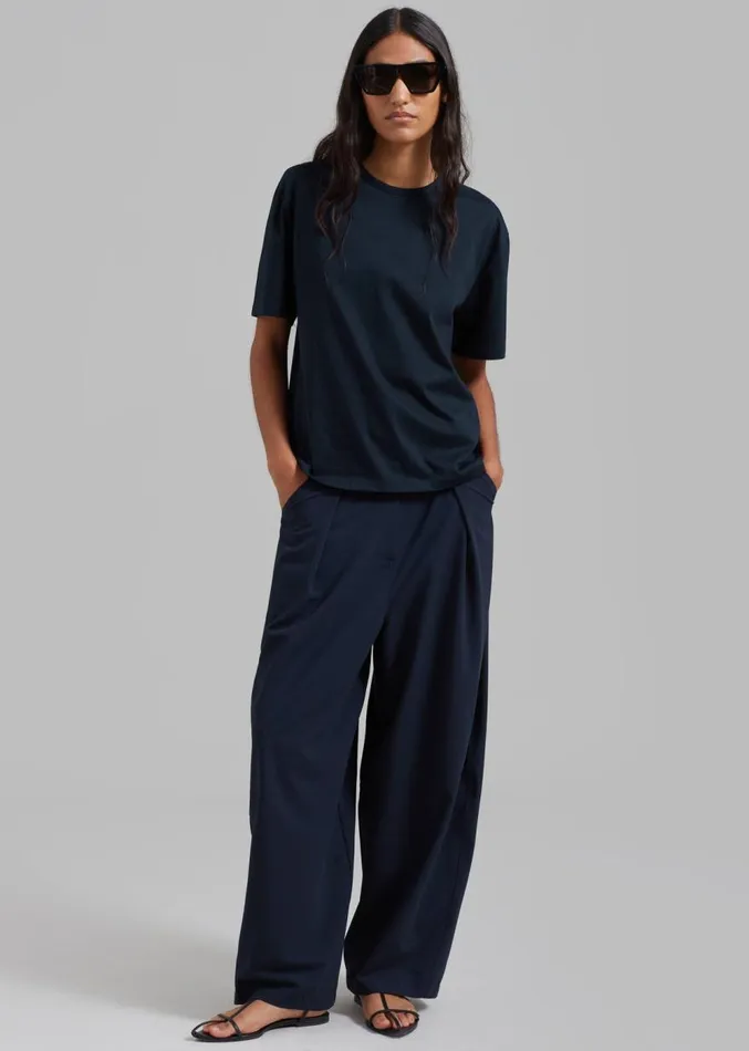 The Frankie Shop Connell Boxy Tee 8211 Navy Women Tops