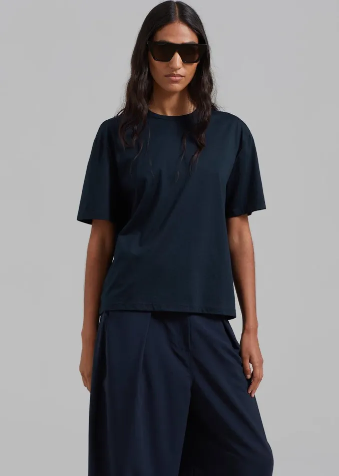 The Frankie Shop Connell Boxy Tee 8211 Navy Women Tops