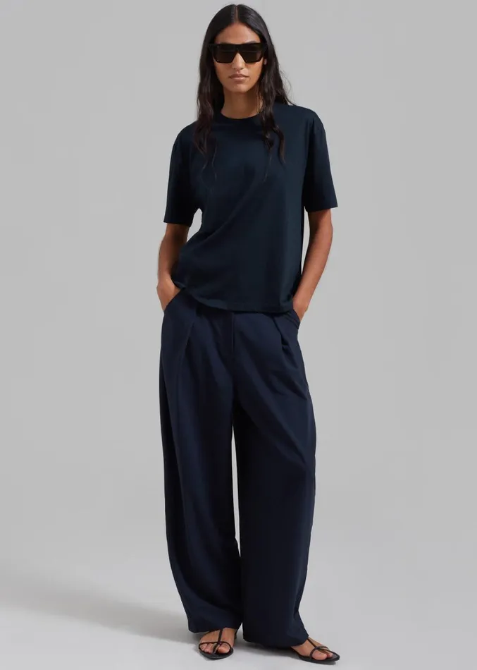 The Frankie Shop Connell Boxy Tee 8211 Navy Women Tops