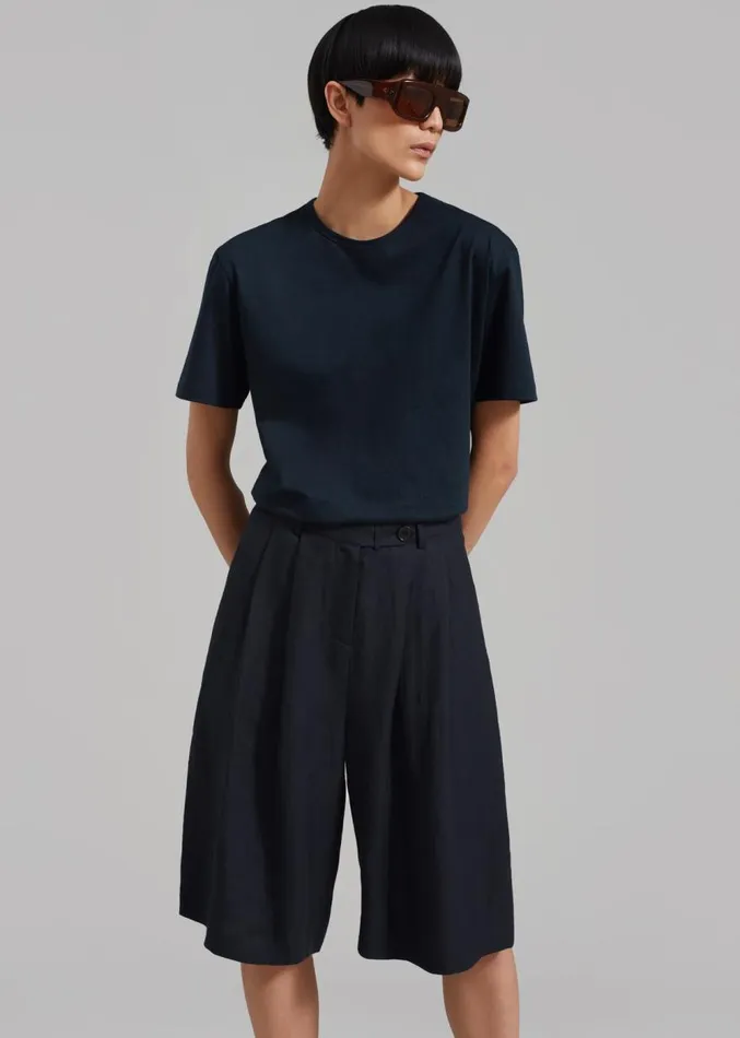 The Frankie Shop Connell Boxy Tee 8211 Navy Women Tops
