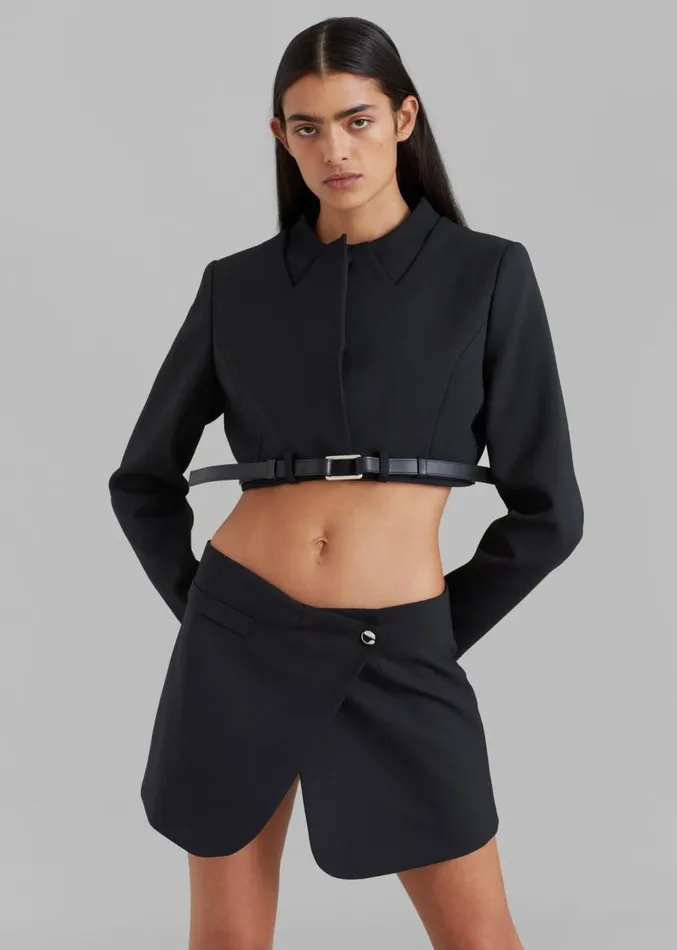 The Frankie Shop Coperni Cropped TrompeL039Oeil Jacket 8211 Black Women Clothing The Frankie Shop Coperni Cropped TrompeL039Oeil Jacket 8211 Black Women Clothing