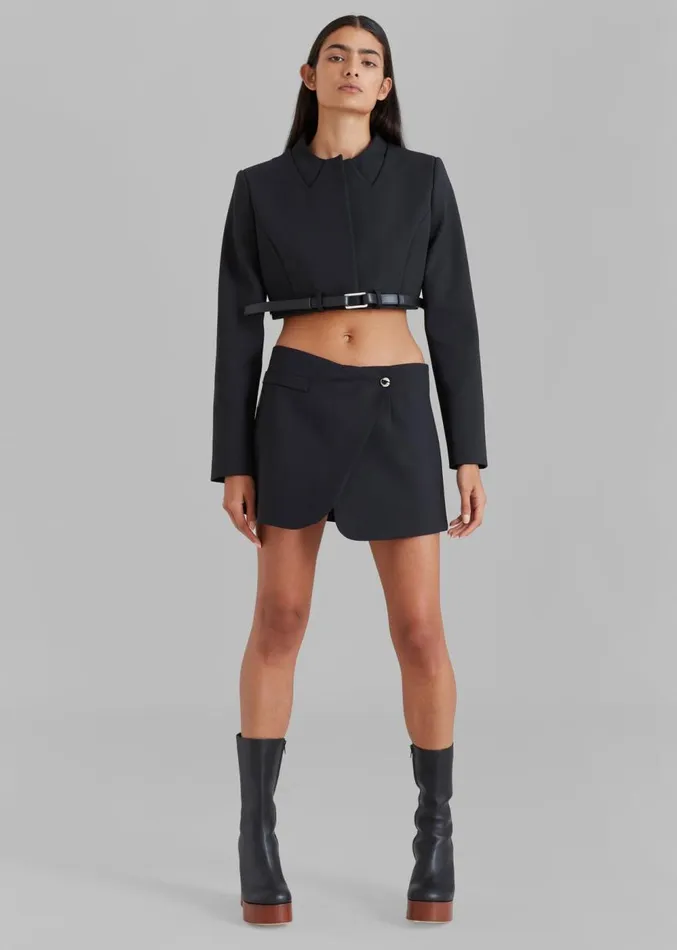 The Frankie Shop Coperni Cropped TrompeL039Oeil Jacket 8211 Black Women Clothing