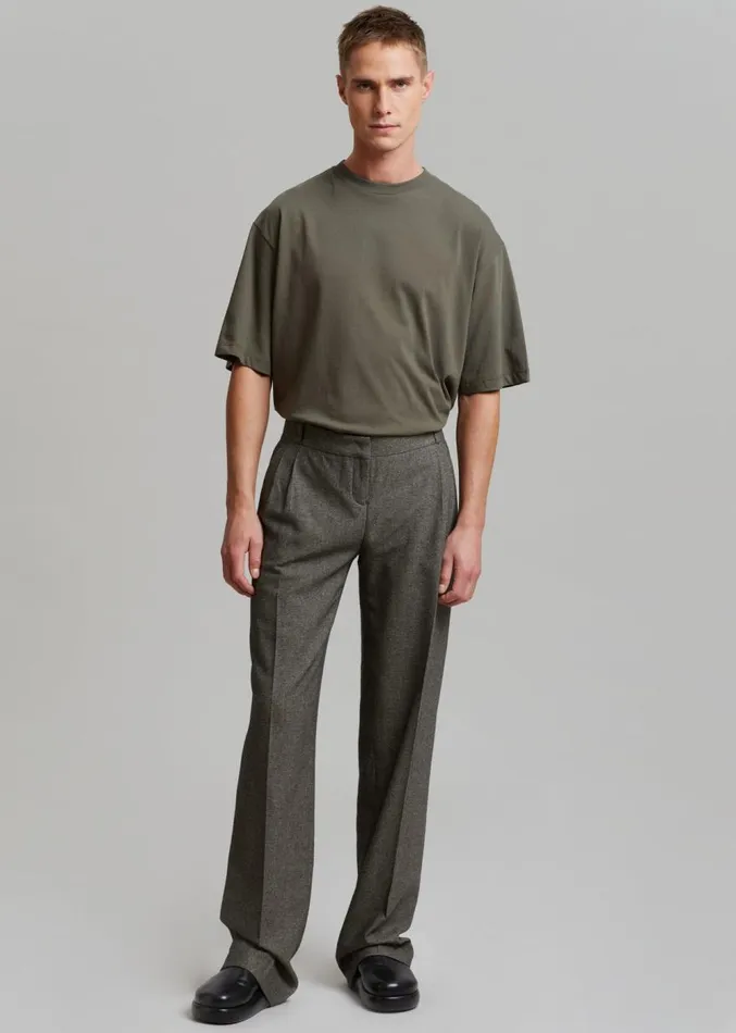 The Frankie Shop Coperni Lowrise Loose Tailored Trousers 8211 Dark Moss Men Bottoms The Frankie Shop Coperni Lowrise Loose Tailored Trousers 8211 Dark Moss Men Bottoms