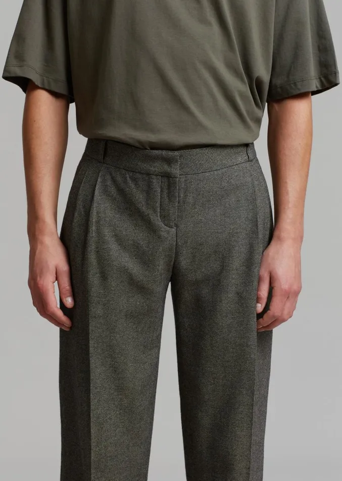 The Frankie Shop Coperni Lowrise Loose Tailored Trousers 8211 Dark Moss Men Bottoms