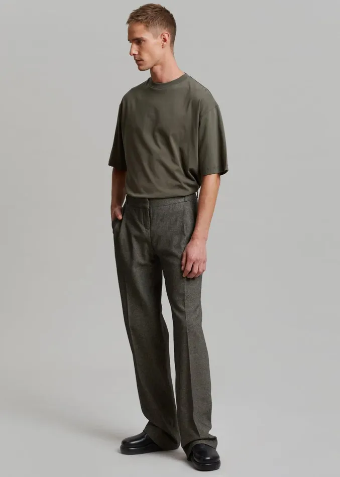 The Frankie Shop Coperni Lowrise Loose Tailored Trousers 8211 Dark Moss Men Bottoms