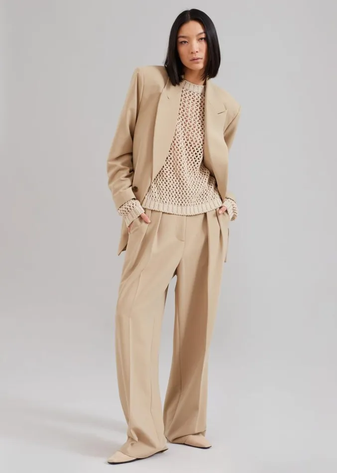 The Frankie Shop Corrin Pleated Trousers 8211 Beige Women Clothing