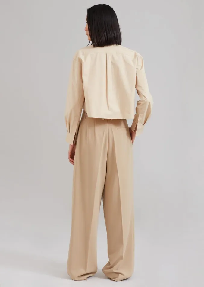 The Frankie Shop Corrin Pleated Trousers 8211 Beige Women Clothing