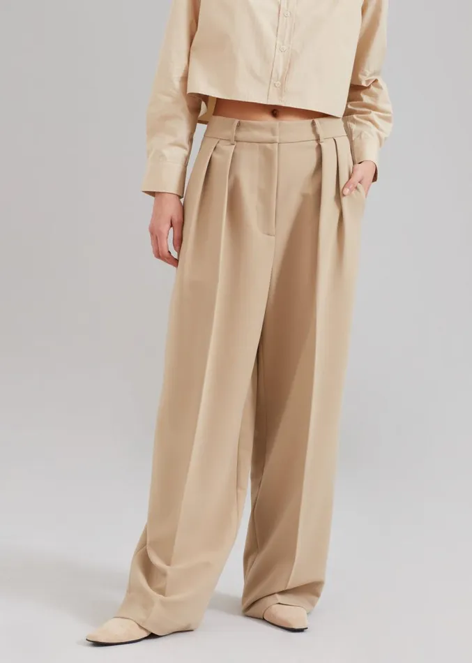 The Frankie Shop Corrin Pleated Trousers 8211 Beige Women Clothing