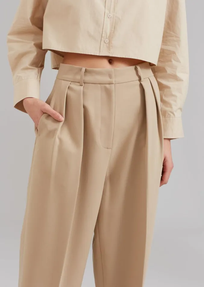 The Frankie Shop Corrin Pleated Trousers 8211 Beige Women Clothing