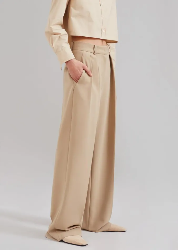 The Frankie Shop Corrin Pleated Trousers 8211 Beige Women Clothing
