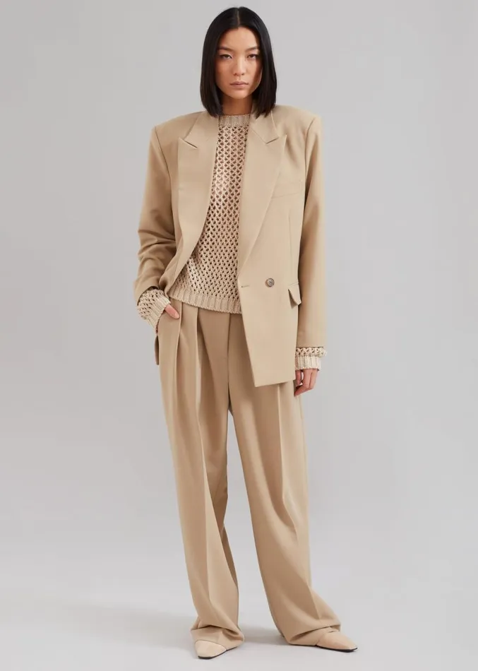 The Frankie Shop Corrin Pleated Trousers 8211 Beige Women Clothing
