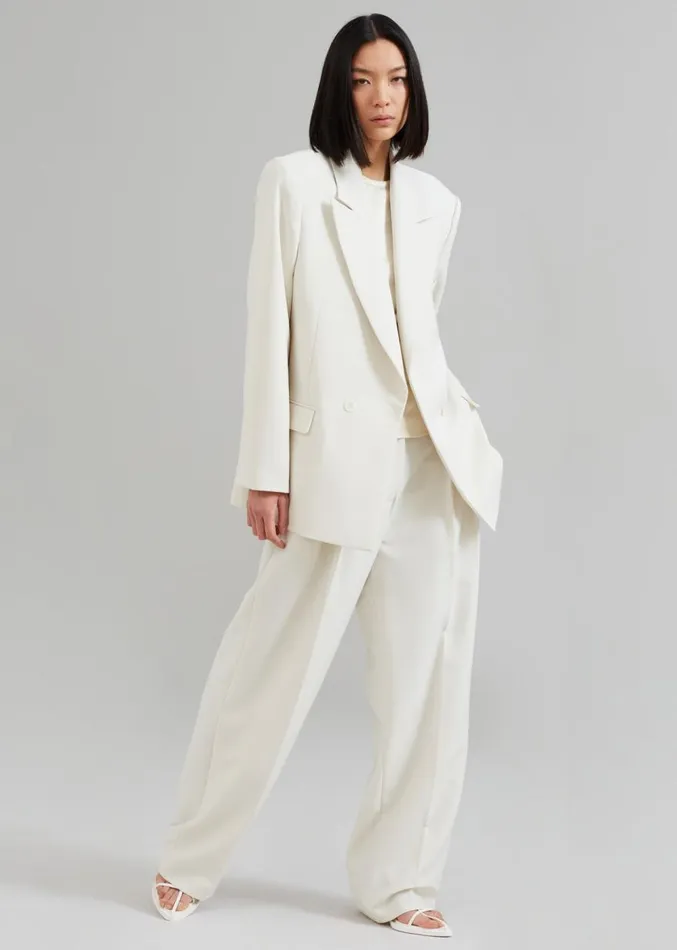 The Frankie Shop Corrin Pleated Trousers 8211 Ivory Women Suits