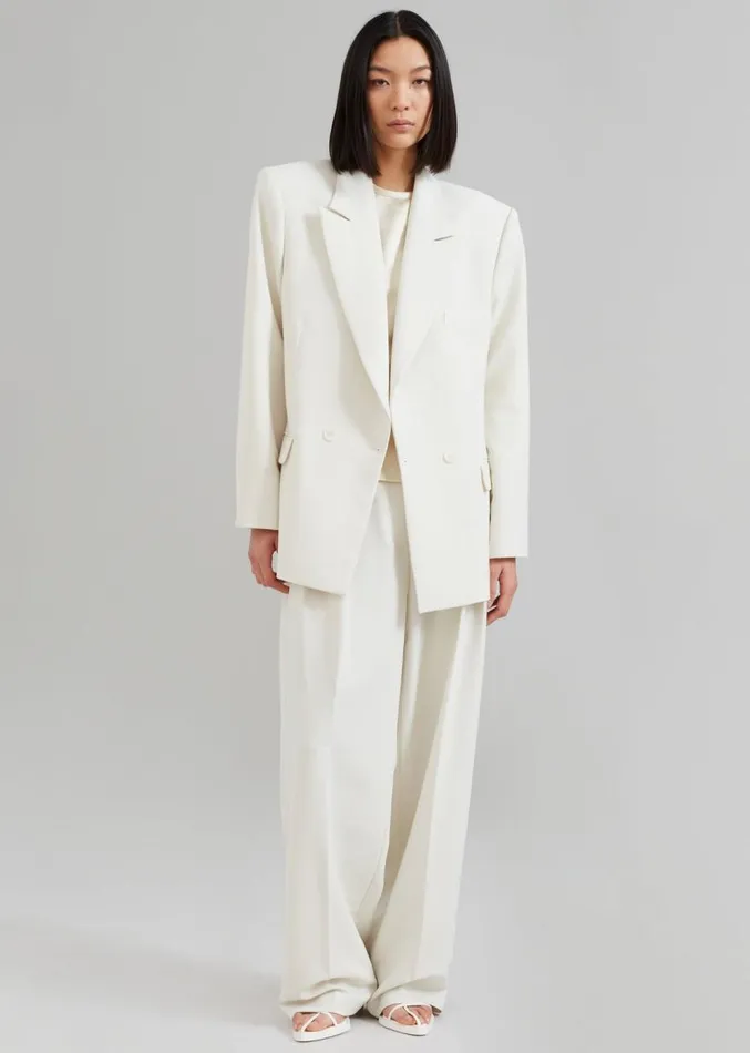 The Frankie Shop Corrin Pleated Trousers 8211 Ivory Women Suits
